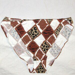 Vintage 90s Lily of France Delores Animal Leopard Patchwork Print Hi Cut Panty L